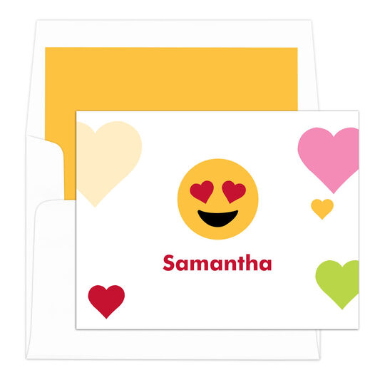 Heart Eyes Emoji Dots Folded Note Cards